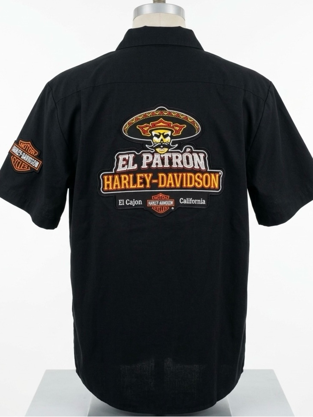 Harley-Davidson El Patrón El Cajon Staff Work Shirt Black Large Vintage